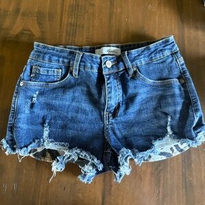 KanCan Blue Jean Shorts Distressed Frayed Hem